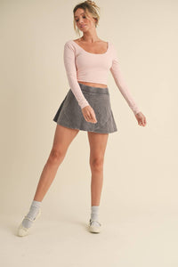 Twist Back Long Sleeve Top: Pink / L