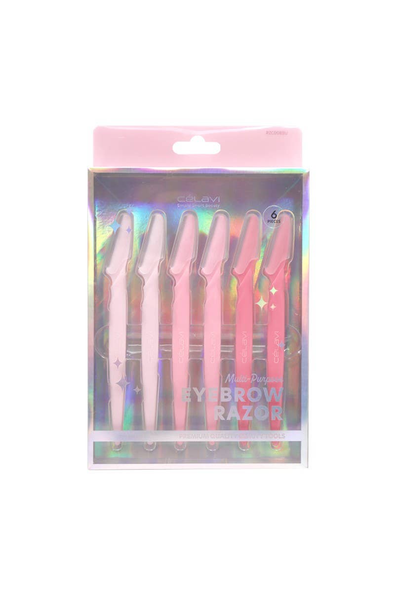 Celavi RZC008BU Pink Multi-Purpose Eyebrow Razor - 6 pcs