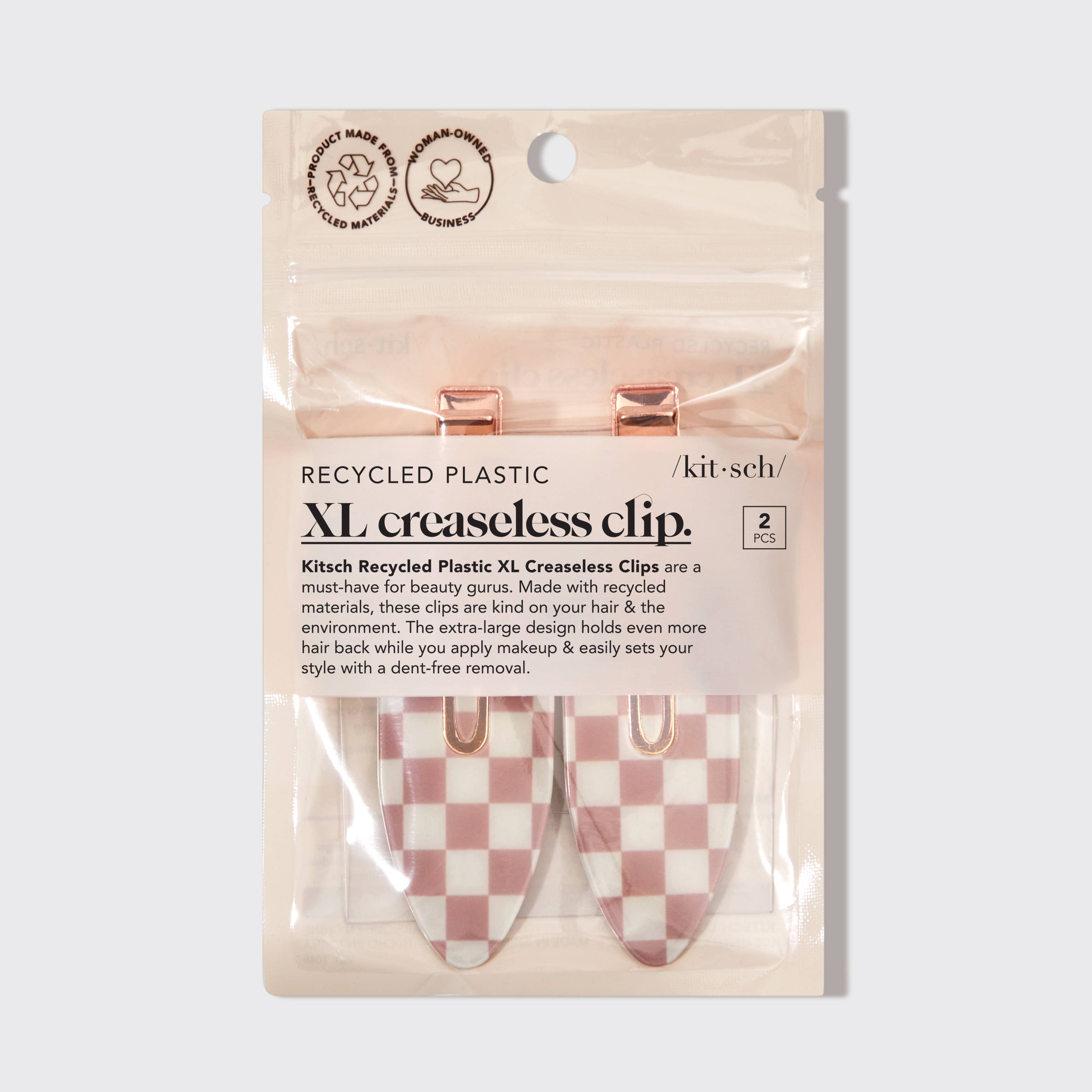 Recycled Plastic XL Creaseless Clips 2pc Set -Terracotta