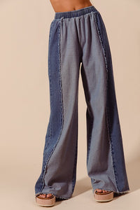 Denim Terry Block Pants