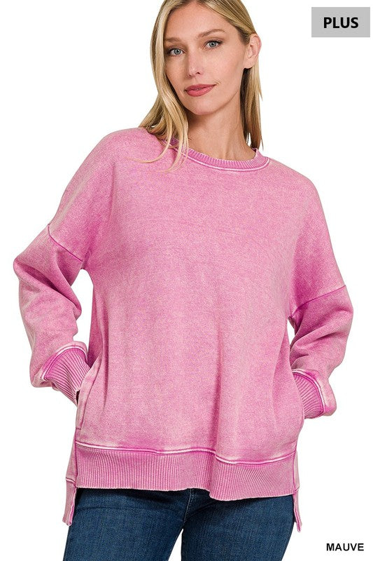 Curvy Pink Soft Pocket Pullover