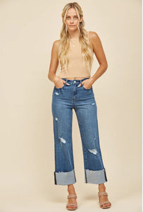 Wisteria Lane Straight Leg Cuffed Jeans