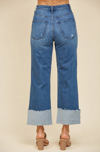 Wisteria Lane Straight Leg Cuffed Jeans