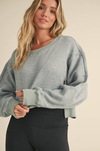 Waffle Knit Oversized Long Sleeve Top: Pink / M