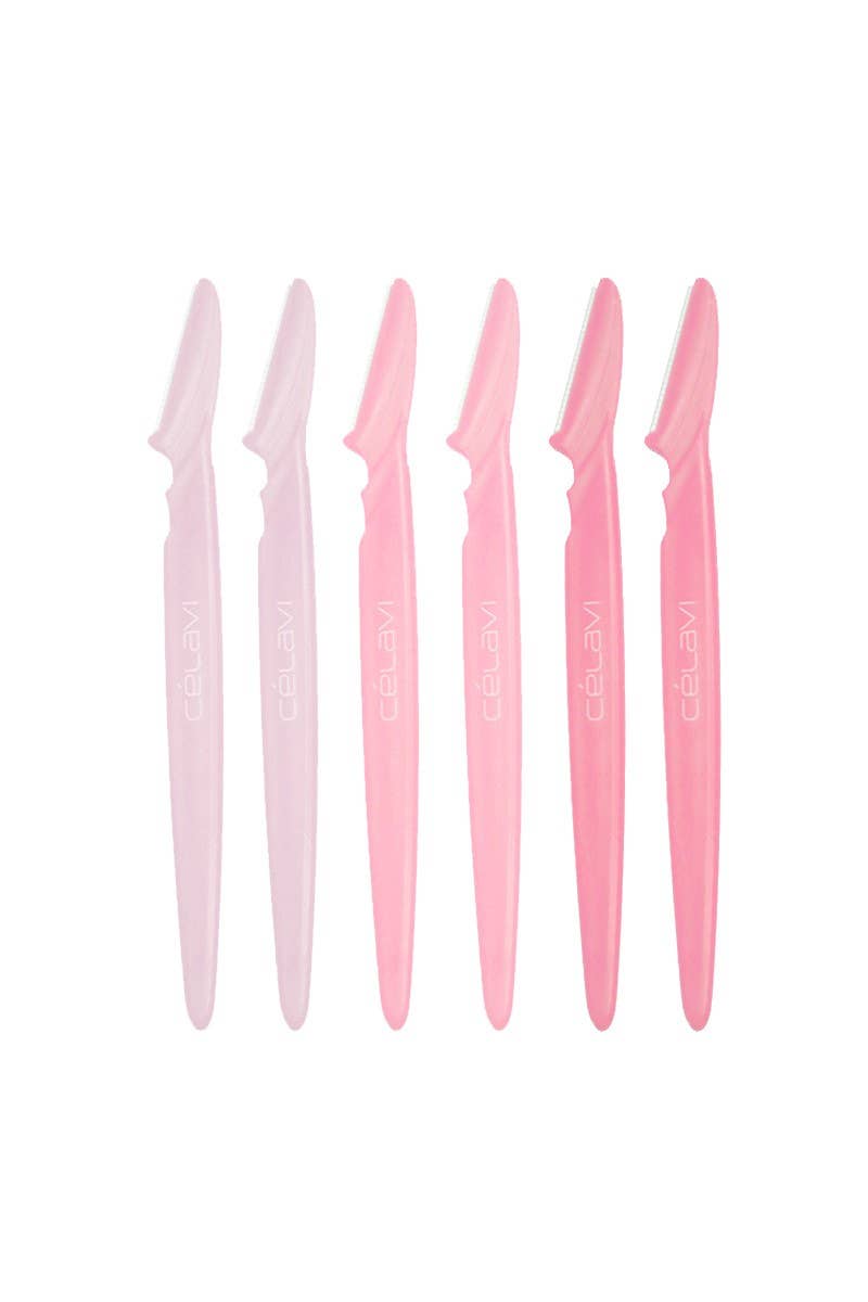 Celavi RZC008BU Pink Multi-Purpose Eyebrow Razor - 6 pcs